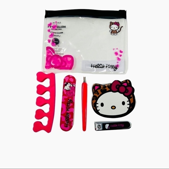 Hello Kitty Other - 𝅺HELLO Kitty Leopard Pink Bow Nail Manicure Set w/ Case